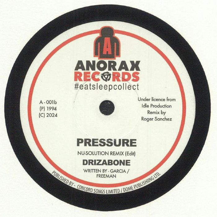 Drizabone – Pressure (7", Anorax Records, 2024) Back Cover