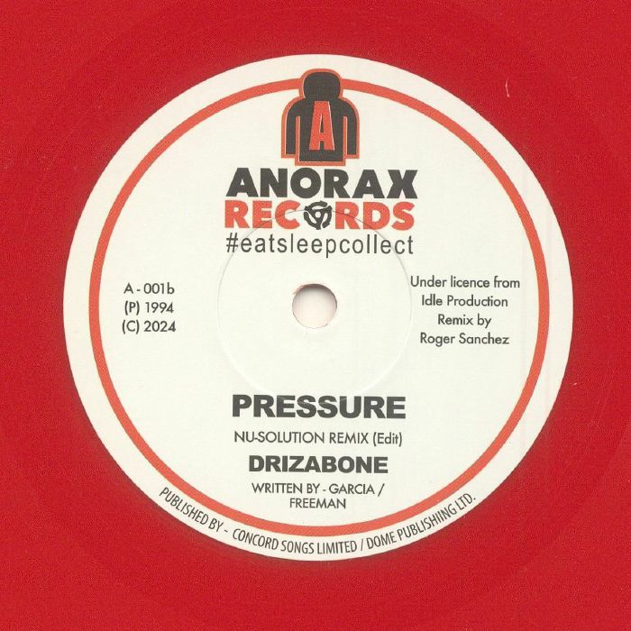 Drizabone – Pressure (7", Red, Anorax Records, 2025) Back Cover