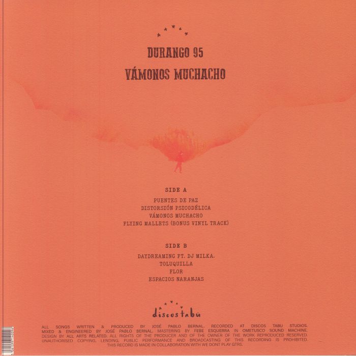 Durango 95 – Vámonos Muchacho (LP, Discos Tabú, 2024) Back Cover