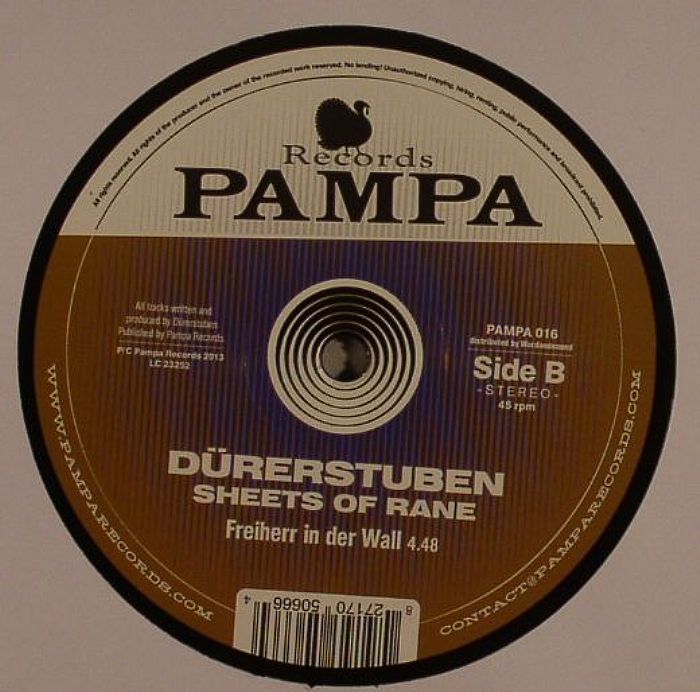 Dürerstuben – Sheets Of Rane (12", Pampa Records, 2013) Back Cover
