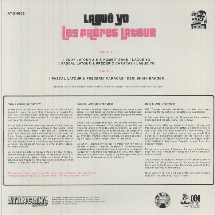 Eddy & Pascal Latour – Les Frères Latour / Lagué Yo (12", Atangana Records, 2025) Back Cover
