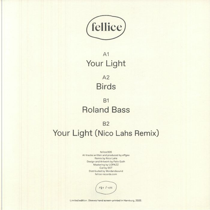 Effgee – Your Light (12", Fellice, 2025) Back Cover