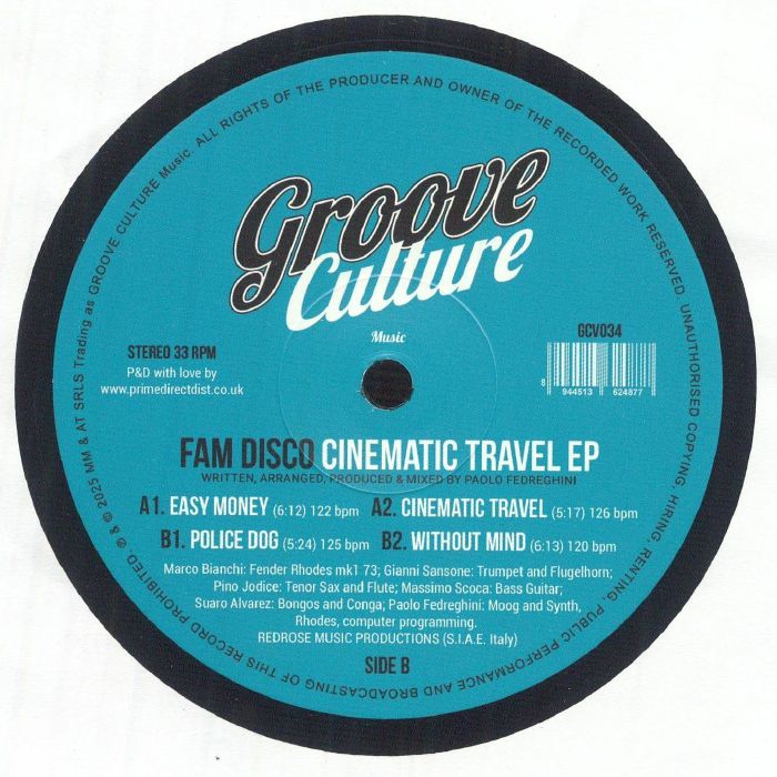 FAM Disco – Cinematic Travel EP (12", Groove Culture Music, 2025) back cover