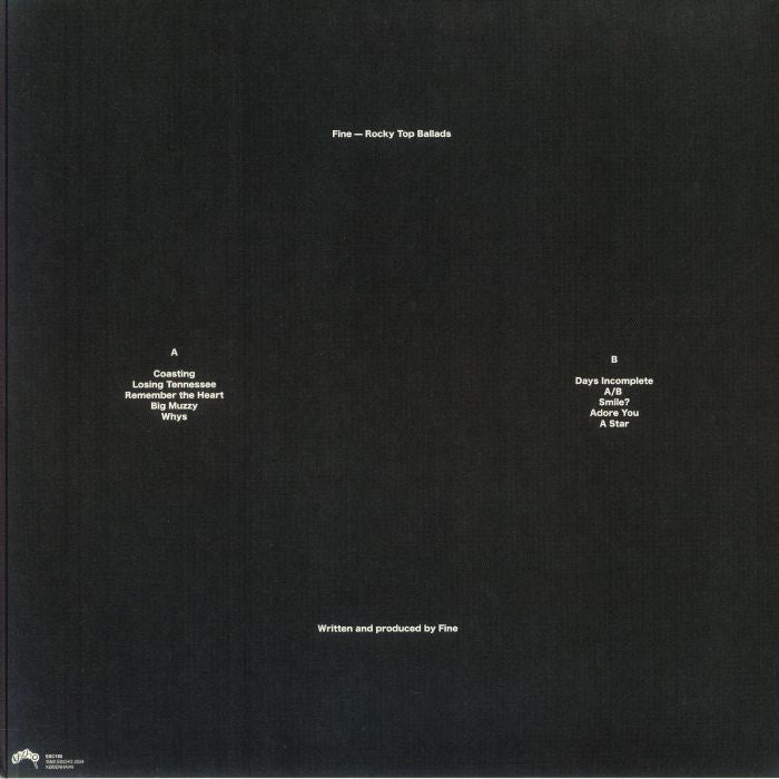 Fine – Rocky Top Ballads (LP, 180g, Escho, 2025) Back Cover
