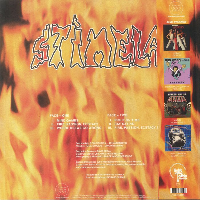 Stimela – Fire, Passion, Ecstasy (LP, Tidal Waves Music, 2023) Back Cover