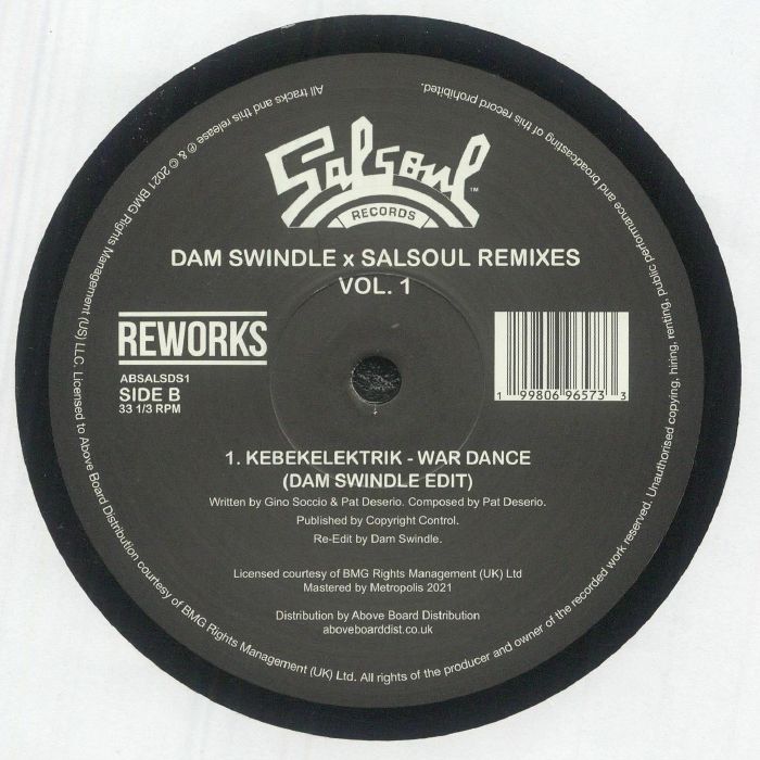 Dam Swindle – Dam Swindle x Salsoul Remixes Vol. 1 (12", Salsoul Records, 2026) Back Cover