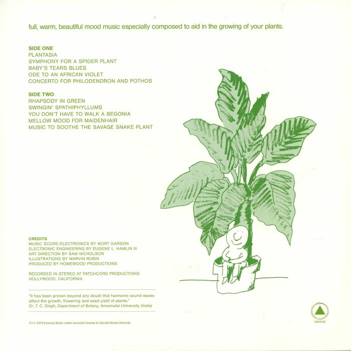 Mort Garson – Mother Earth's Plantasia (LP, Green, Sacred Bones Records, 2022) Back Cover