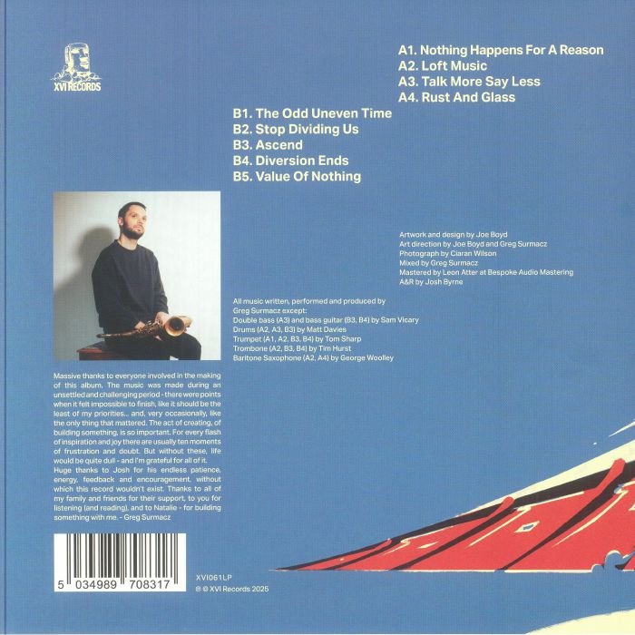 Greg Surmacz – Building Beyond The Sky (LP, XVI, 2025) Back Cover