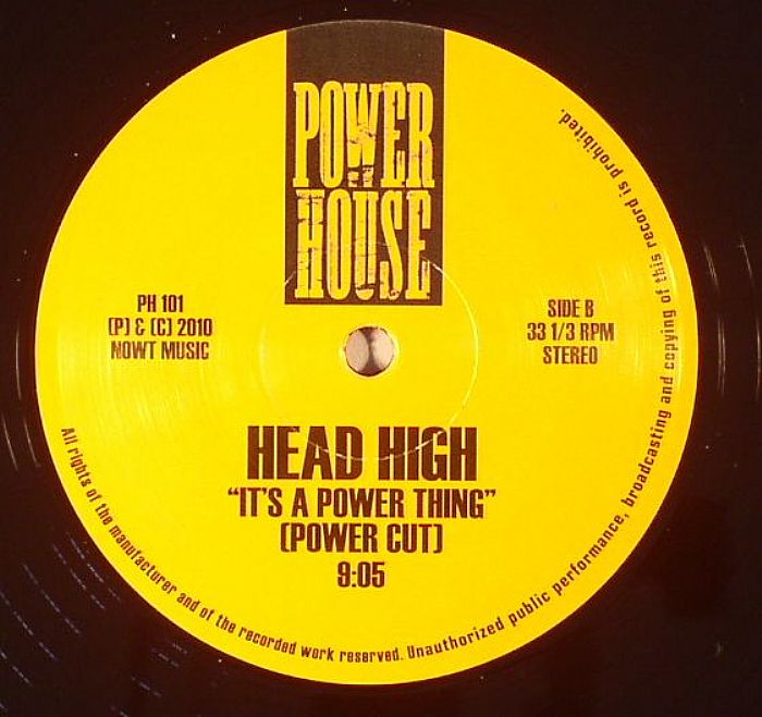 Head High – It's A Love Thing (Piano Invasion) (12", Power House, 2010) Back Cover