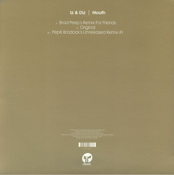 Iz & Diz – Mouth (12", Classic Music Company, 2026) Back Cover