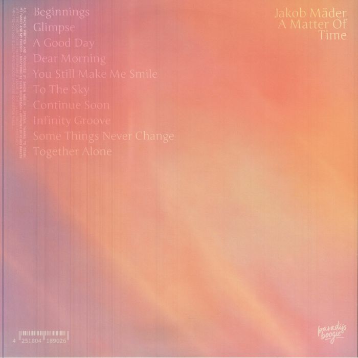 Jakob Mäder – A Matter Of Time (2x12", Paradijs Boogie, 2026) Back Cover
