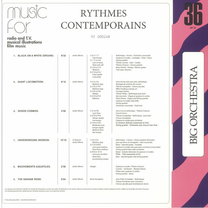 Janko Nilovic – Rythmes Contemporains (LP, Red, Broc, 2024) Back Cover