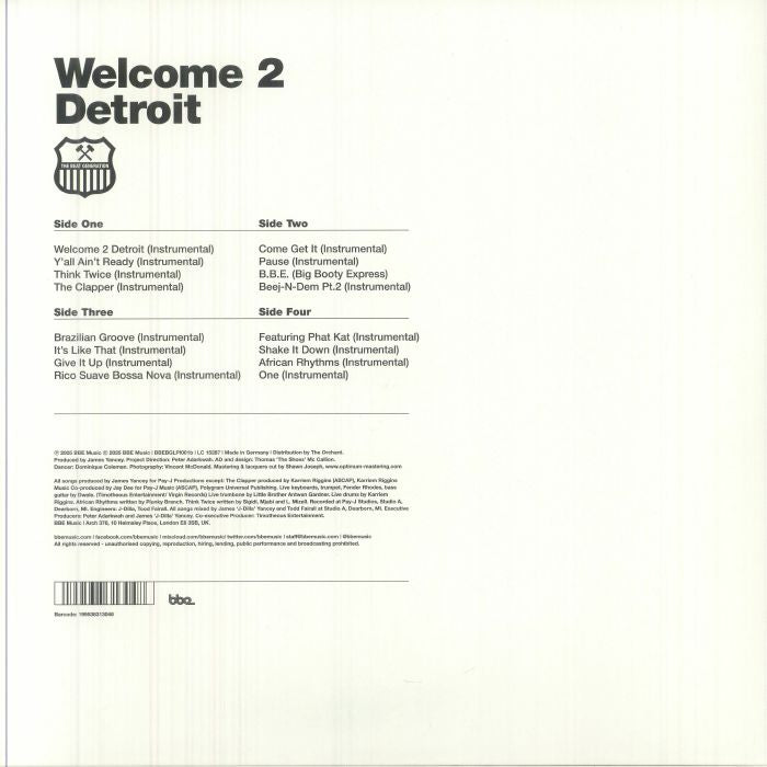 Jay Dee AKA J Dilla – Welcome 2 Detroit Instrumental (2xLP, BBE, 2025) Back Cover