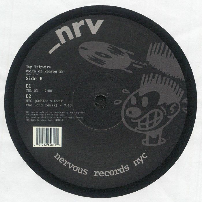 Jay Tripwire – Voice Of Reason (12", Nervous Records, 2026) Back Cover