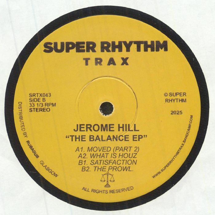 Jerome Hill – The Balance EP (12", Super Rhythm Trax, 2025) Back Cover