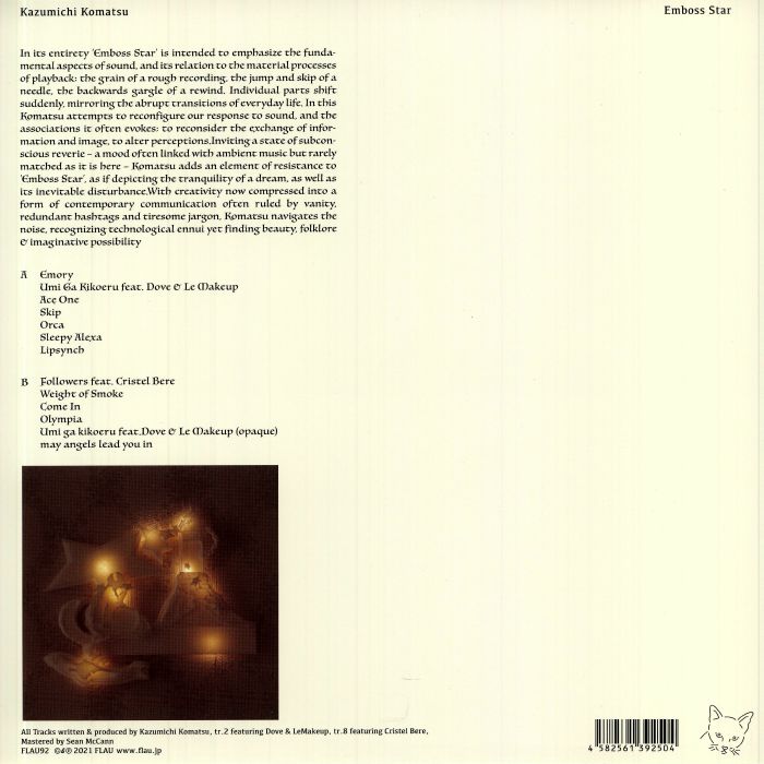 Kazumichi Komatsu – Emboss Star (LP, flau, 2021) Back Cover