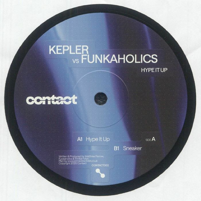 Kepler. Funkaholics – Hype It Up (12", Contact, 2025) Back Cover