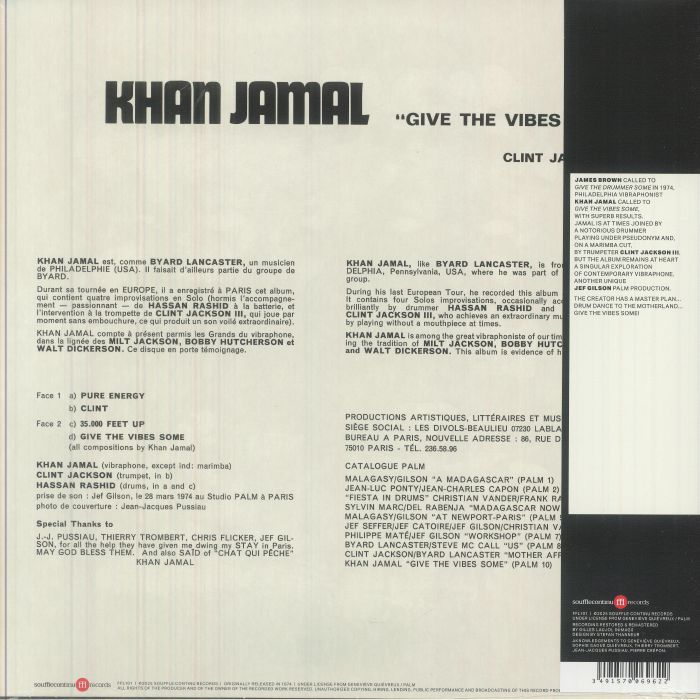 Khan Jamal – Give The Vibes Some (LP, 180g, Palm, 2025) Back Cover