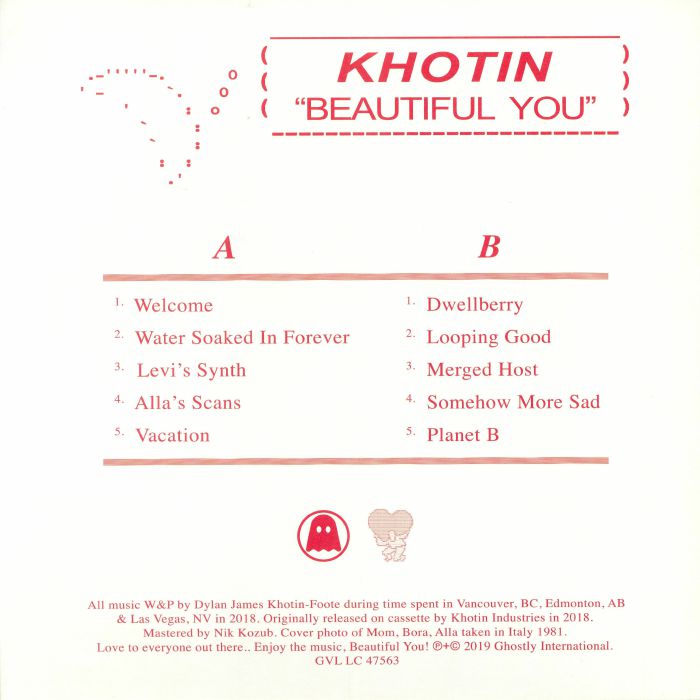 Khotin – Beautiful You (LP, Ghostly International, 2019) Back Cover