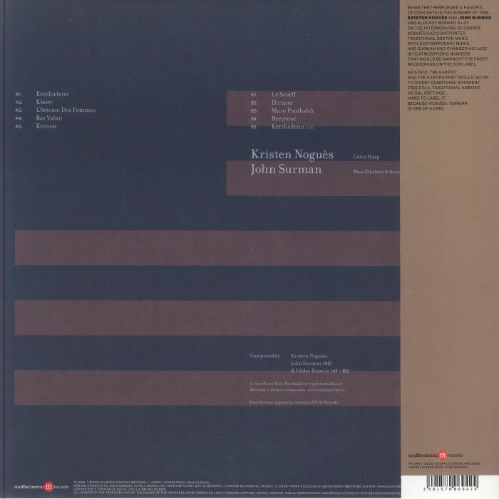 Kristen Nogues , John Surman – Diriaou (LP, SouffleContinu Records, 2025) back cover