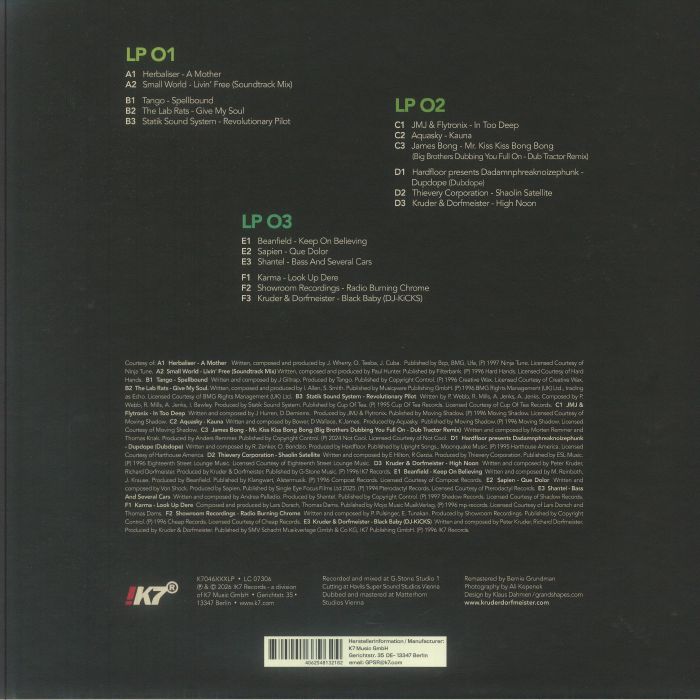Kruder & Dorfmeister – DJ-Kicks (The Complete Mix Edition) (3x12"+Box Set, !K7 Records, 2026) Back Cover