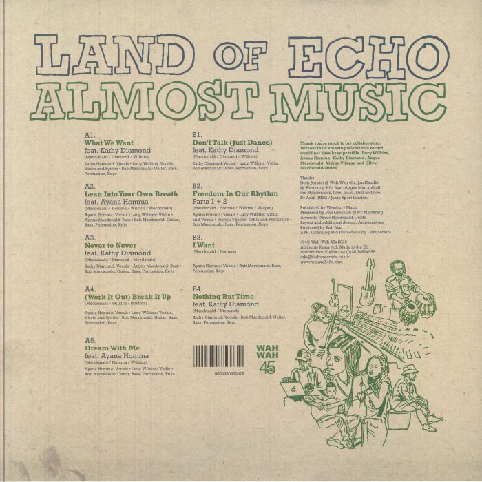 Land Of Echo – Almost Music (LP, Wah Wah 45s, 2025) Back Cover