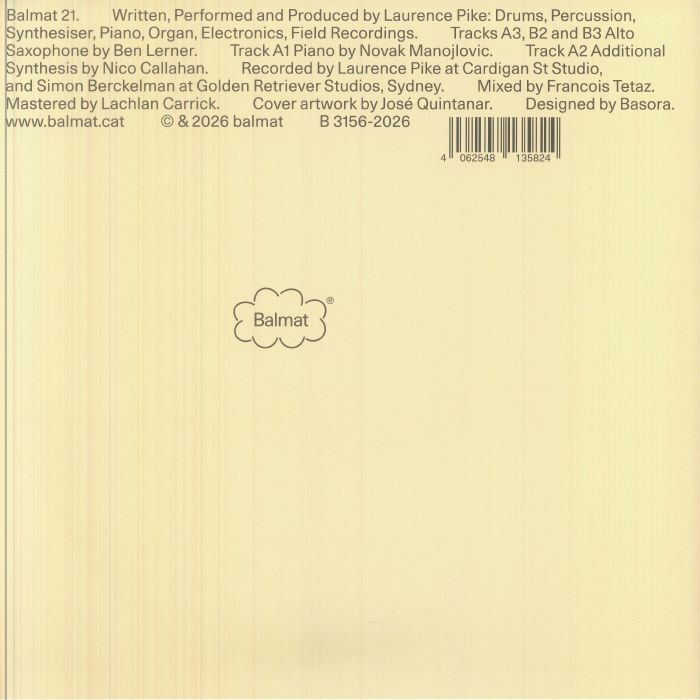Laurence Pike – Possible Utopias For Jazz Quintet (LP, Balmat, 2026) Back Cover