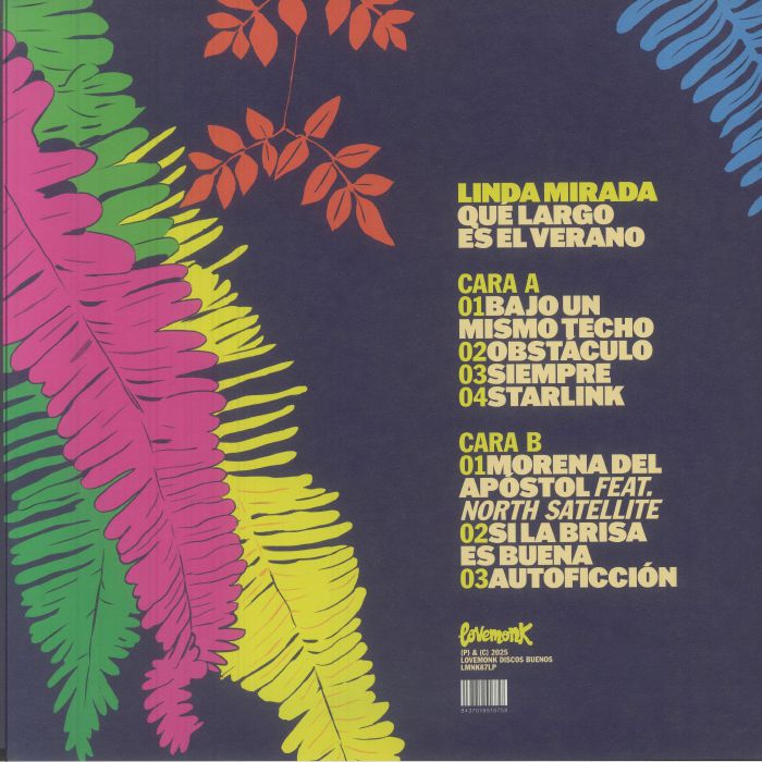 Linda Mirada – Qué Largo Es El Verano (LP, Lovemonk, 2025) Back Cover