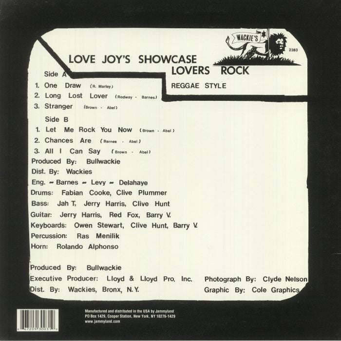 Love Joys – Lovers Rock Reggae Style (LP, Wackie's, 2018) Back Cover