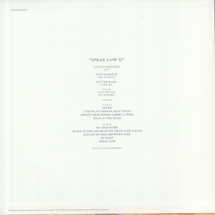 Lucia Cadotsch – Speak Low II (LP, We Jazz, 2020) Back Cover