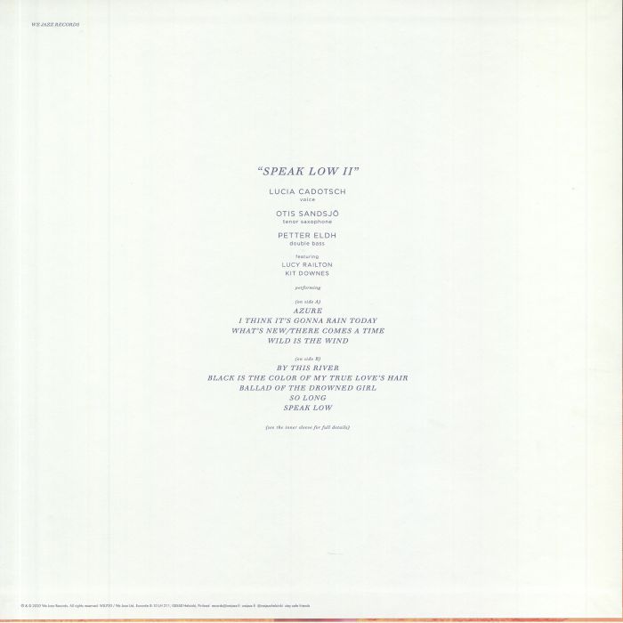Lucia Cadotsch – Speak Low II (LP, Purple, We Jazz, 2020) Back Cover