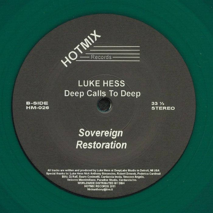 Luke Hess – Deep Calls To Deep (12", Green, HotMix Records, 2020) Back Cover