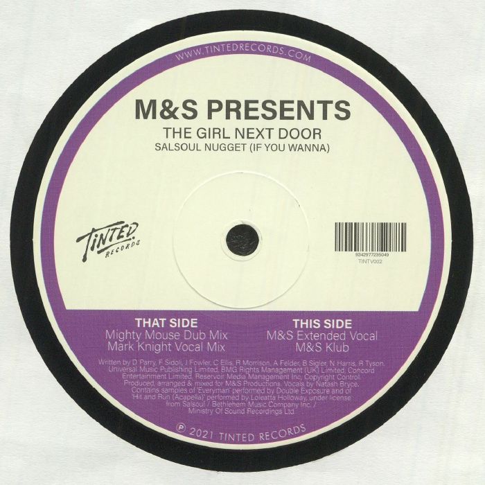 M&S Presents The Girl Next Door – Salsoul Nugget (If You Wanna) (12", Tinted Records, 2021) Back Cover