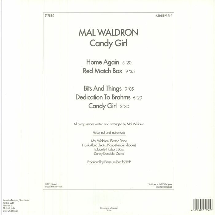 Mal Waldron – Candy Girl (LP, Strut, 2025) back cover