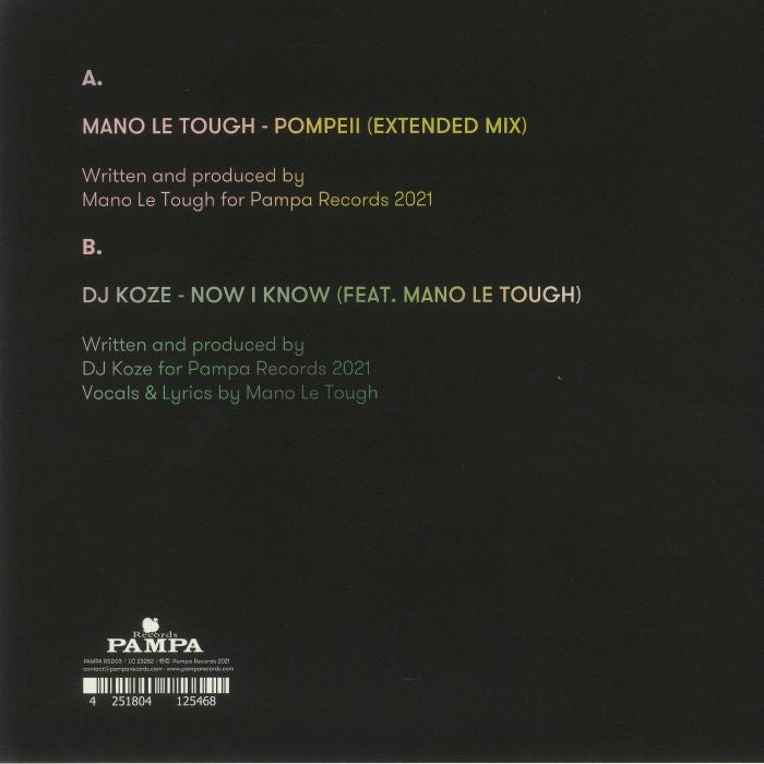 Mano Le Tough & DJ Koze – Record Store Day 2021 Exclusive (12", Pampa Records, 2021) Back Cover