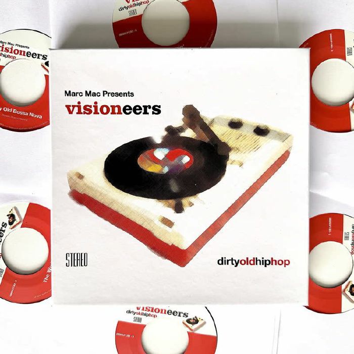 Marc Mac presents Visioneers – Dirty Old Hip Hop (reissue) (6x7", " box set, Omniverse, 2026) Front Cover