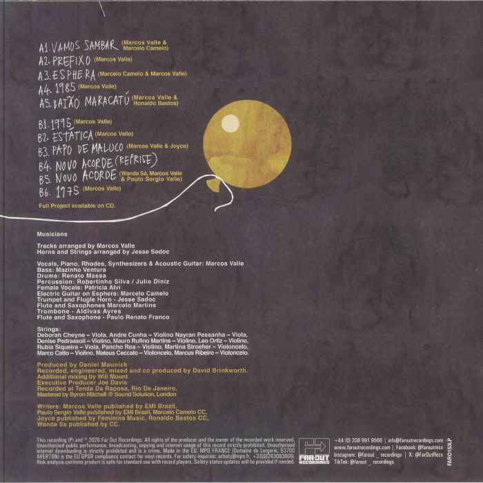 Marcos Valle – Estática (LP, Far Out Recordings, 2026) Back Cover