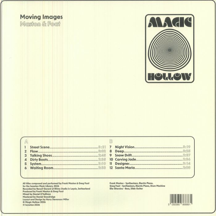 Maston & Foat , Maston , Greg Foat – Moving Images (LP, Magic Hollow, 2026) Back Cover
