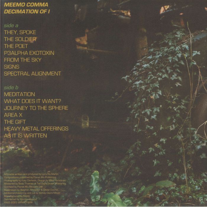 Meemo Comma – Decimation Of I (LP, We Release Whatever The Fuck We Want Records, 2025) Back Cover