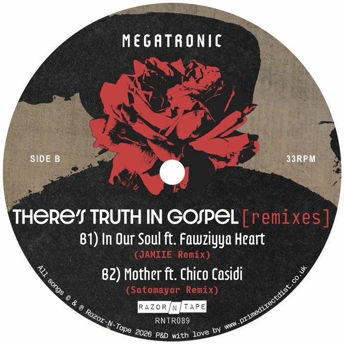 Megatronic – There's Truth In Gospel (remixes) (12", Razor-N-Tape, 2026) Back Cover