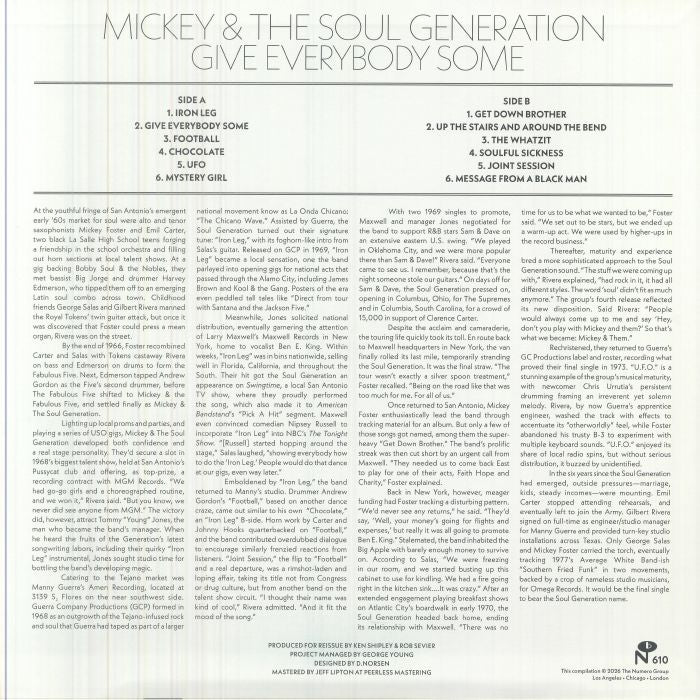 Mickey & The Soul Generation – Give Everybody Some (LP, Numero Group, 2026) Back Cover