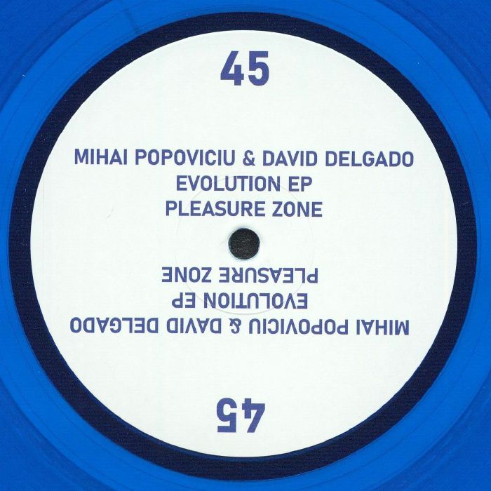 Mihai Popoviciu / David Delgado – Evolution EP (12", heavyweight clear blue, Pleasure Zone, 2026) Back Cover