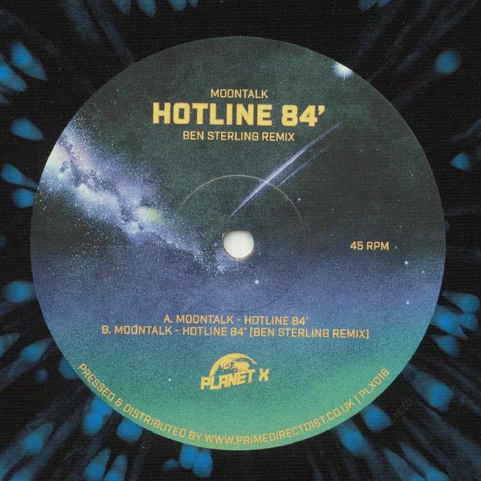 Moontalk – Hotline 84' (12", Black & Blue Splatter, Planet X, 2025) Back Cover