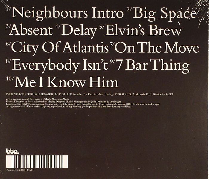 Myele Manzanza – One (CD, BBE, 2013) Back Cover