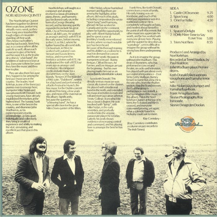 Noel Kelehan Quintet – Ozone (LP, Outernational Sounds, 2024) Back Cover