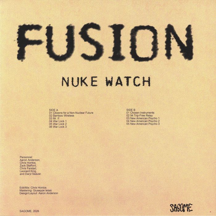 Nuke Watch – Fusion (LP, Sagome, 2026) Back Cover