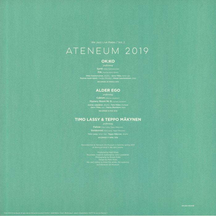 OK:KO , Alder Ego , Timo Lassy & Teppo Mäkynen – Ateneum 2019 (LP, We Jazz, 2020) Back Cover