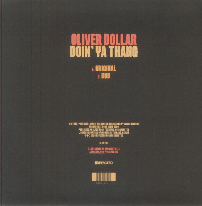 Oliver Dollar – Doin' Ya Thang (12", Defected, 2026) Back Cover