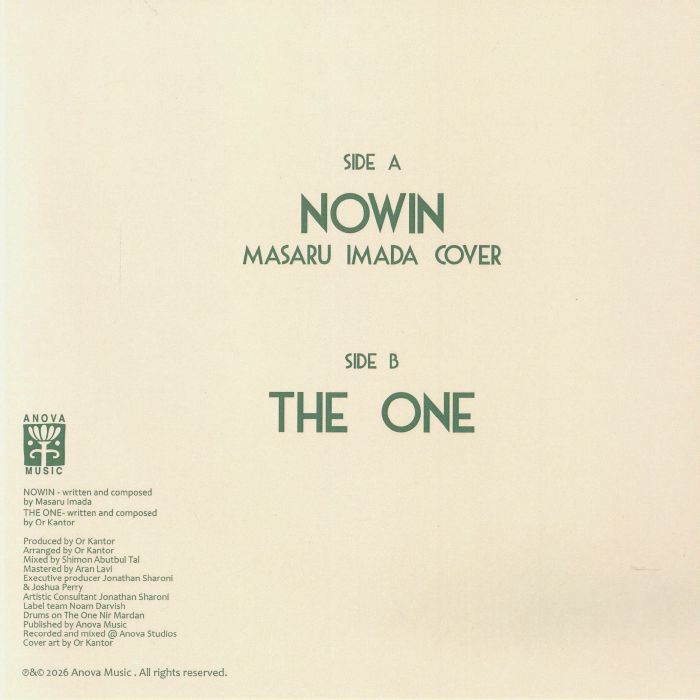 Or Kantor – Plays Nowin By Masaru Imada (7", Anova Music, 2026) Back Cover