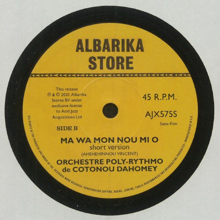 Orchestre Poly-Rythmo De Cotonou Dahomey – Kpede Do Gbe Houenou / Ma Wa Mon Nou Mi O (7", Acid Jazz, 2021) Back Cover